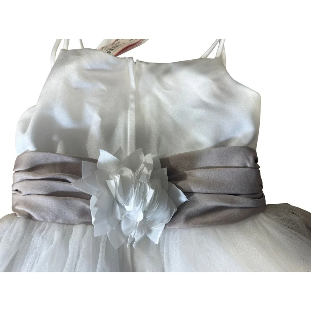 Sweet Beginnings Flower Girl Dress Kids 5 White Champagne Tulle Ball Gown